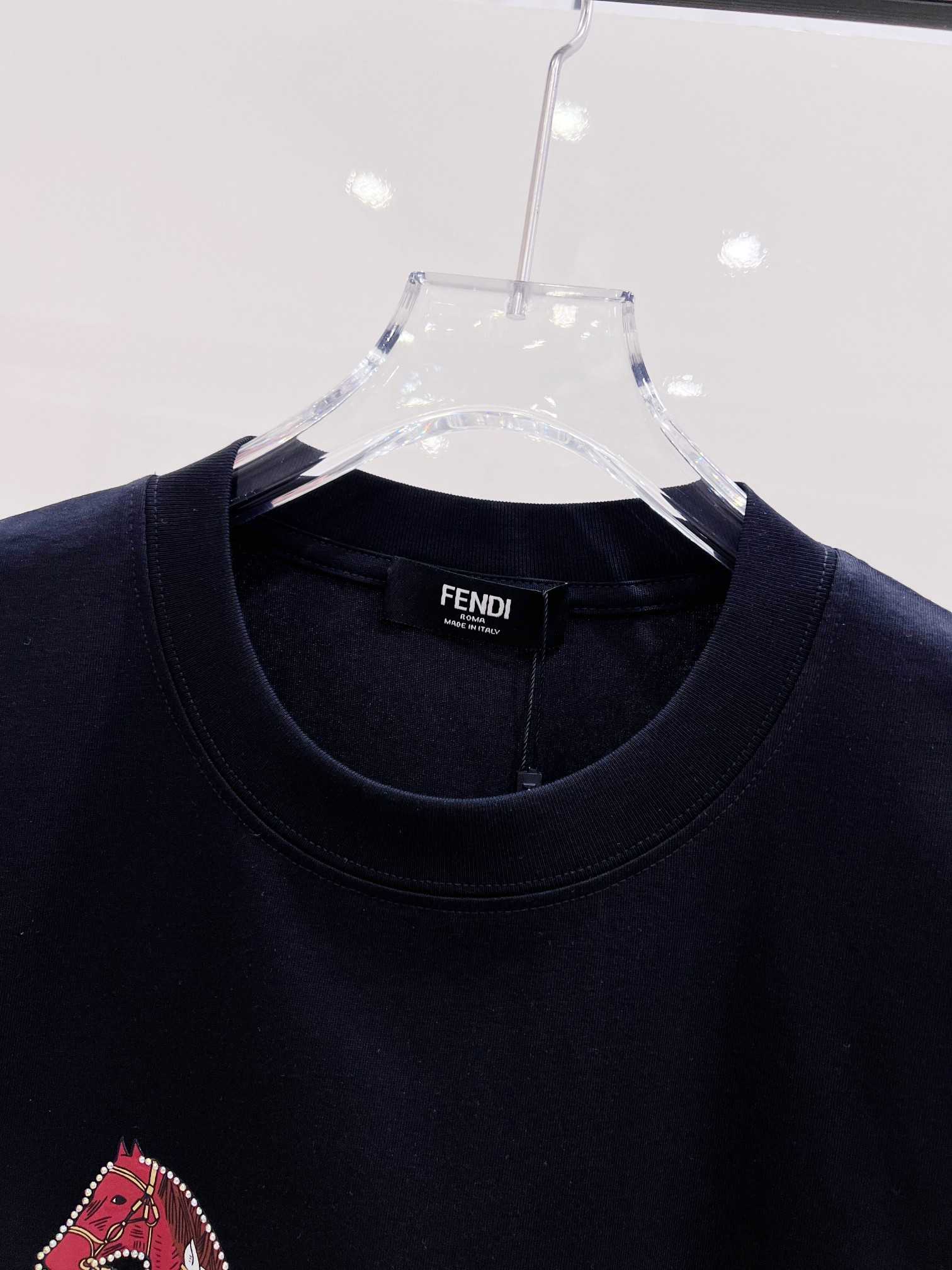 Fendi Inspired 2026 Year of the Horse Printed Rhinestone Crew Neck T-shirt
