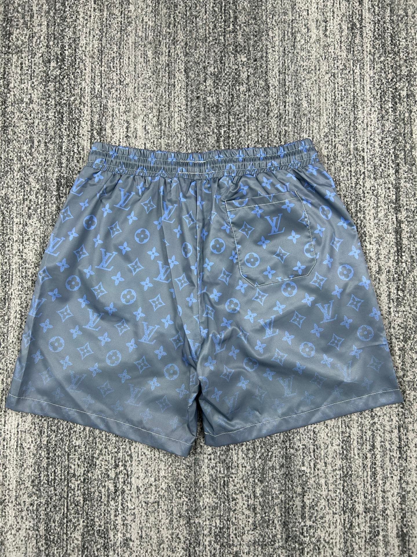 Men's Quick-Dry Swim Shorts with LV-Inspired All-Over Print